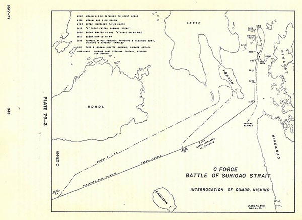 Plate 79-3: shows C Force at Battle of Surigao Strait, Annex C. Plate 79-3: shows C Force at Battle of Surigao Strait, Annex C.