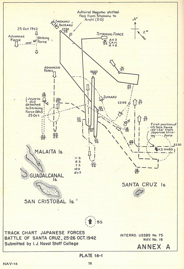 Plate 16-1: Track Chart Japanese Forces, Battle of Santa Cruz, 25-26 Oct 1942. Plate 16-1: Track Chart Japanese Forces, Battle of Santa Cruz, 25-26 Oct 1942.